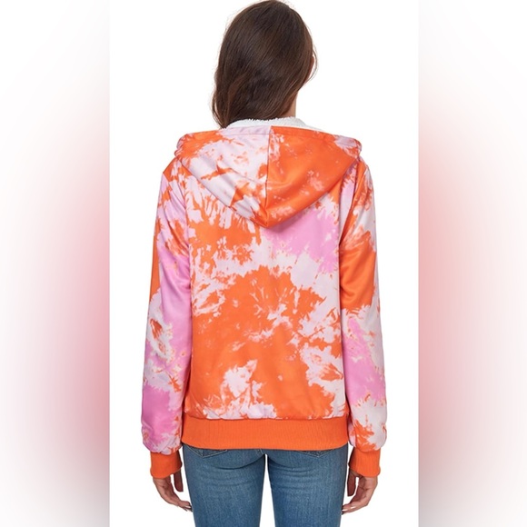 WENTTUO Womens Fleece Zip Up Hoodies Jacket Sweatshirt Tie Dye - NWT - Picture 2 of 7